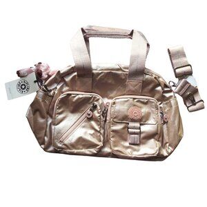 brand new Kipling vintage crossbody Defea Medium Handbag metallic rose g…